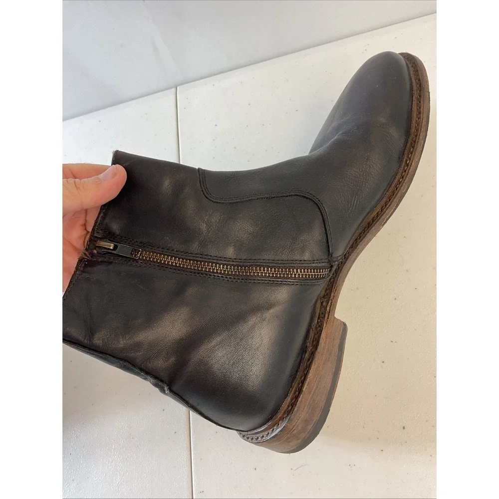 Mens Freebird by Steven Douglas‎ Boot Size 13 Leather black Zip Grunge Biker